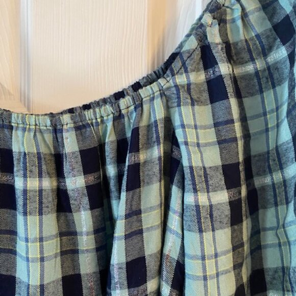 Lane Bryant Women's NWT Long Sleeve Plaid Metallic Peasant Boho Top Blouse Sz 16 - Picture 2 of 8